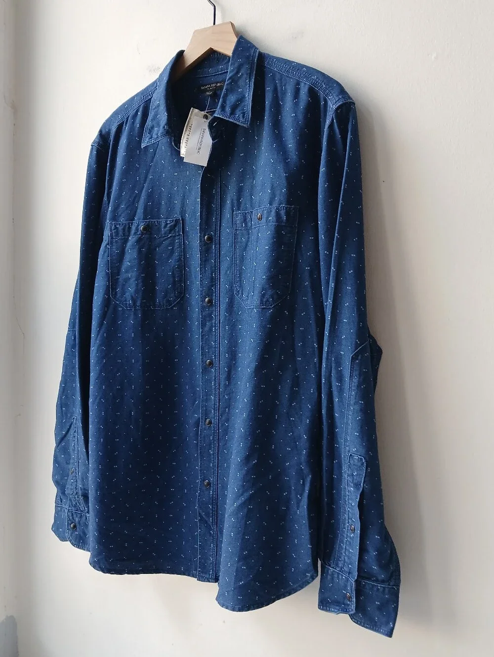 Banana Republic Snap Front Shirt Indigo Men's Large NWT